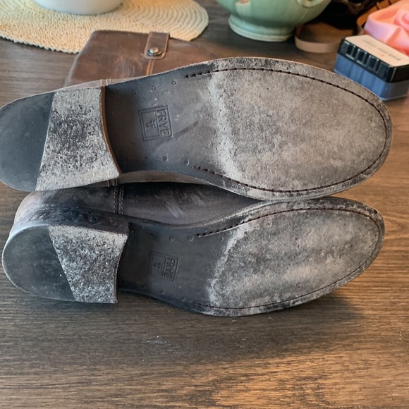 Frye Brown Distressed Melissa Button Boots - Picture 5 of 8